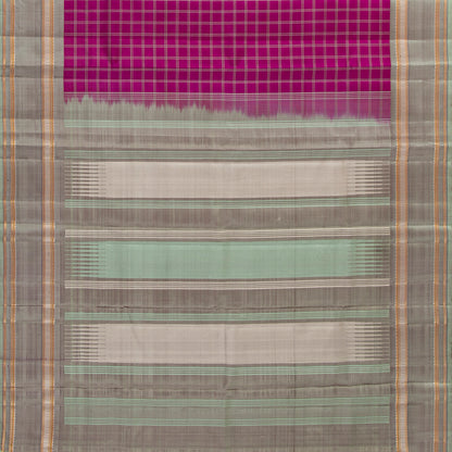 Magenta And Elachi Green Kanchipuram Silk Saree For Festive Wear PV KNN 335