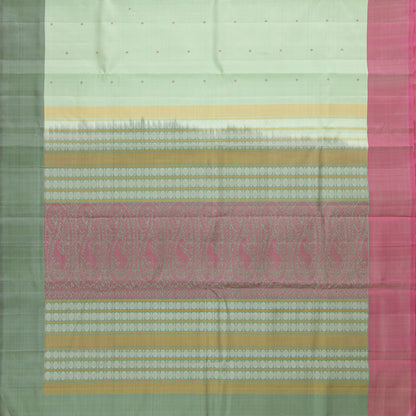 Elachi Green Ganga Jamuna Border Kanchipuram Silk Saree For Festive Wear PV KNN 337