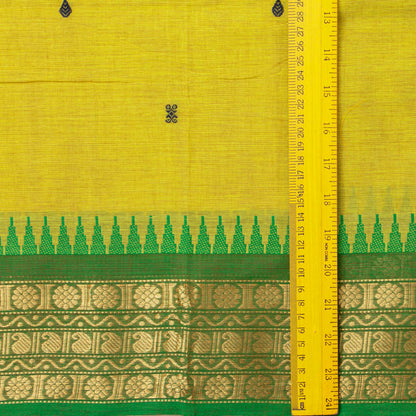 Yellow And Green Kanchi Cotton Saree For Festive Wear PV MM KC 434