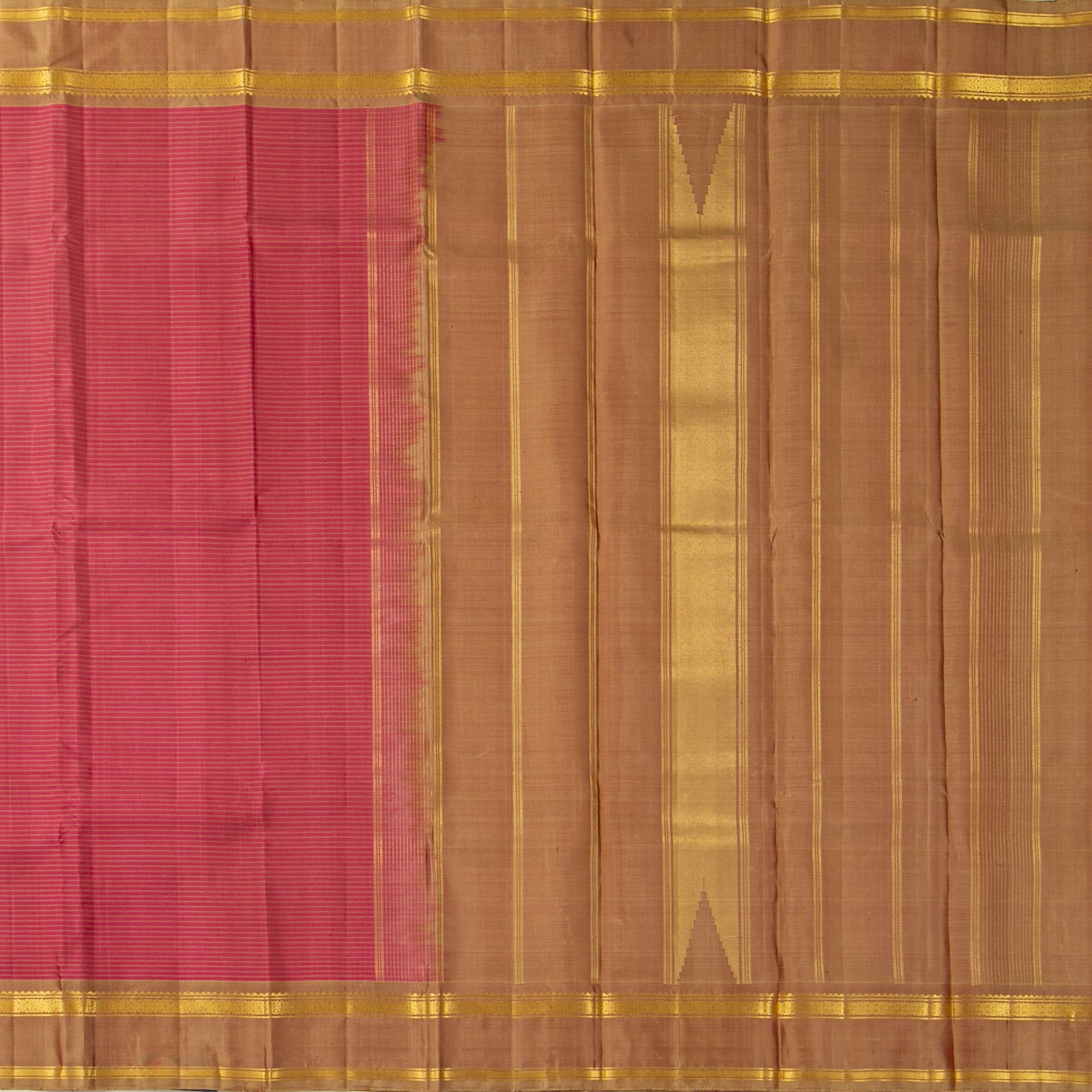 Pink And Beige Kanchipuram Silk Saree For Festive Wear PV KNN 325