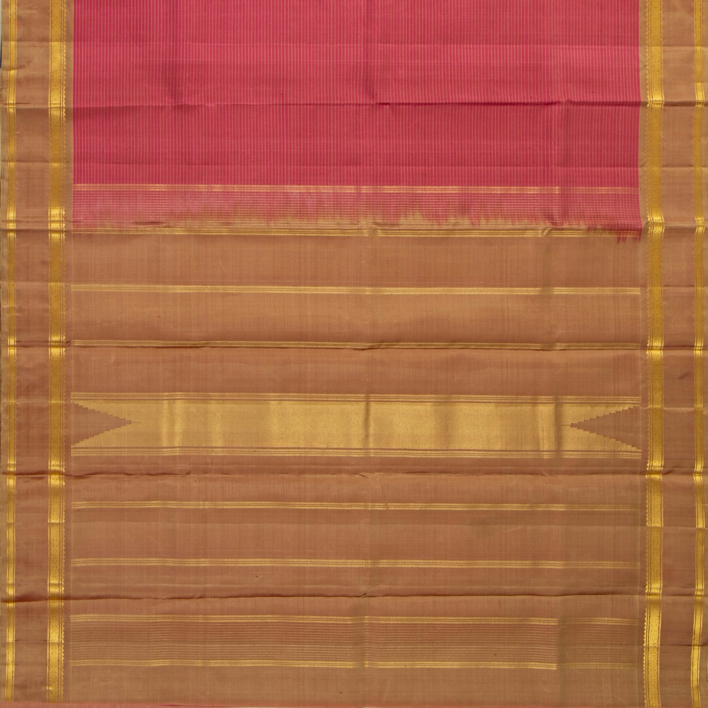 Pink And Beige Kanchipuram Silk Saree For Festive Wear PV KNN 325