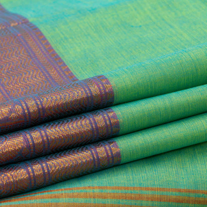 Green And Mauve Kanchi Cotton Saree For Festive Wear PV MM KC 490