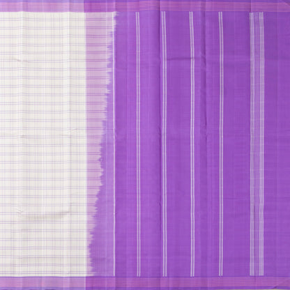 Off White And Lavender Kanchipuram Silk Saree No Zari For Festive Wear PV KNN 327