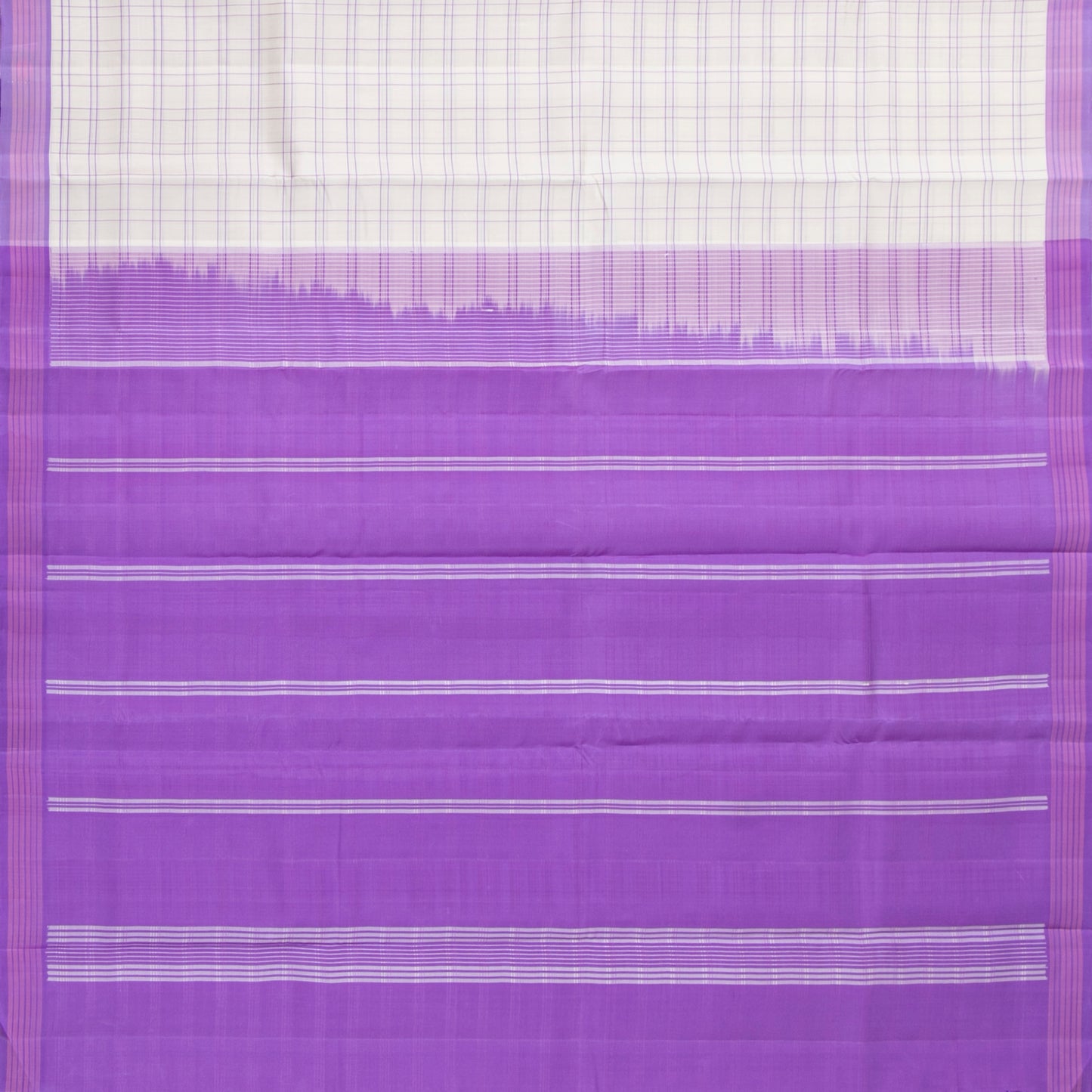 Off White And Lavender Kanchipuram Silk Saree No Zari For Festive Wear PV KNN 327