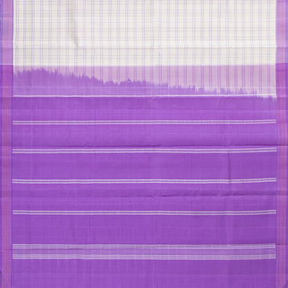 Off White And Lavender Kanchipuram Silk Saree No Zari For Festive Wear PV KNN 327