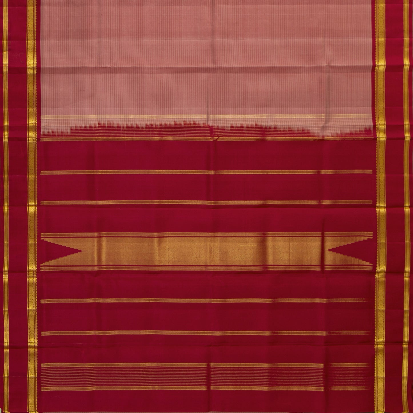 Gheva And Red Kanchipuram Silk Saree For Festive Wear PV KNN 326