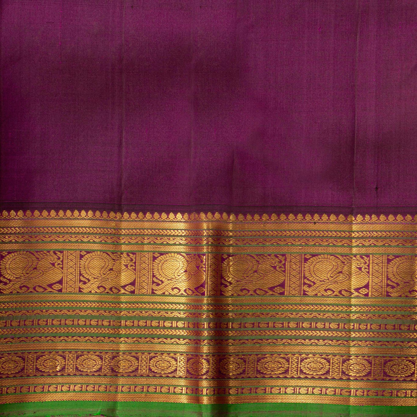 Beige And Magenta Kanchipuram Silk Saree For Festive Wear PV J 2043