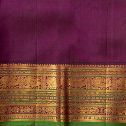 Beige And Magenta Kanchipuram Silk Saree For Festive Wear PV J 2043