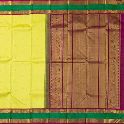Green And Magenta Kanchipuram Silk Saree For Festive Wear PV J 676