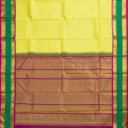 Green And Magenta Kanchipuram Silk Saree For Festive Wear PV J 676