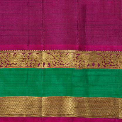 Green And Magenta Kanchipuram Silk Saree For Festive Wear PV J 676