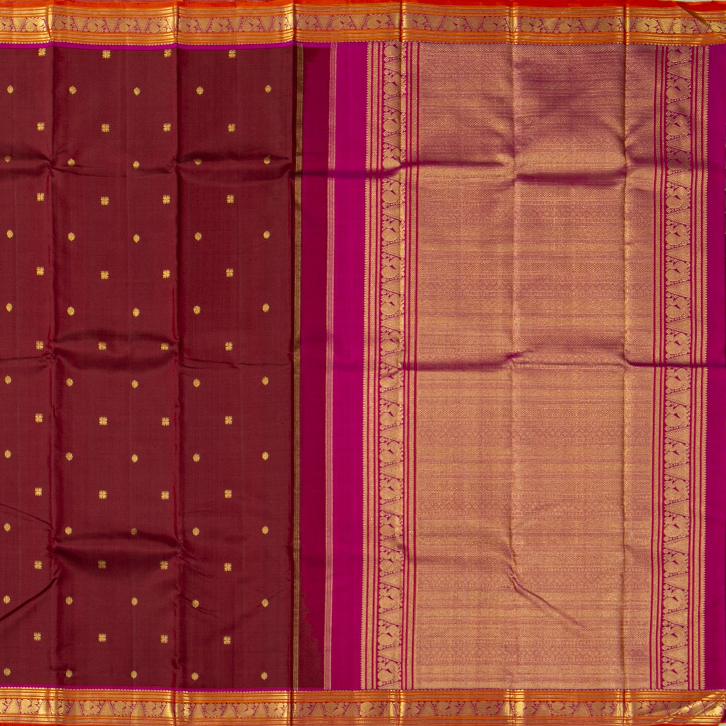 Maroon And Pink Kanchipuram Silk Saree For Festive Wear PV J 2048