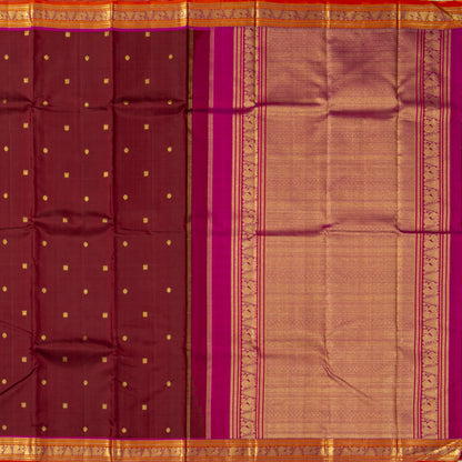 Maroon And Pink Kanchipuram Silk Saree For Festive Wear PV J 2048