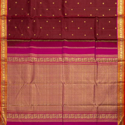 Maroon And Pink Kanchipuram Silk Saree For Festive Wear PV J 2048