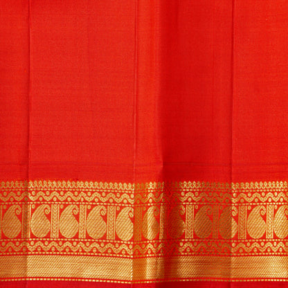 Pista Green And Red Kanchipuram Silk Saree For Festive Wear PV J 2042