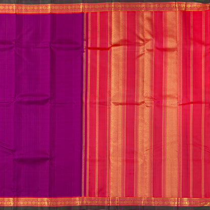 Magenta And Pink Kanchipuram Silk Saree For Festive Wear PV J 1700