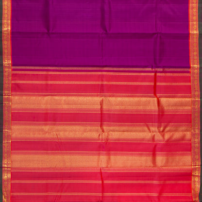 Magenta And Pink Kanchipuram Silk Saree For Festive Wear PV J 1700