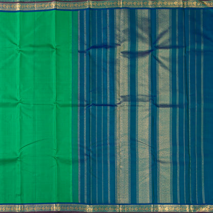 Verdant Green And Teal Blue Kanchipuram Silk Saree For Festive Wear PV J 744