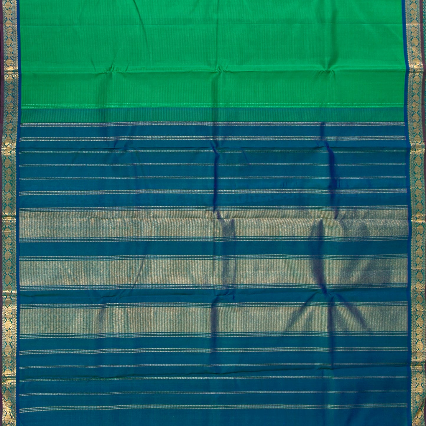 Verdant Green And Teal Blue Kanchipuram Silk Saree For Festive Wear PV J 744