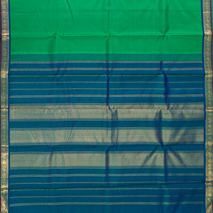 Verdant Green And Teal Blue Kanchipuram Silk Saree For Festive Wear PV J 744