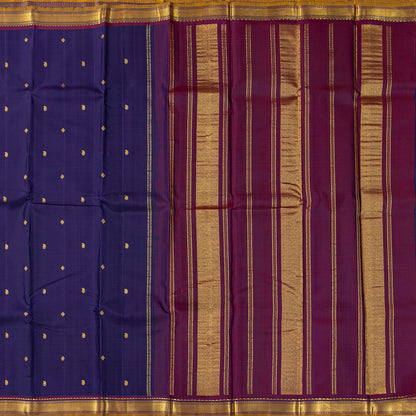 Blue And Magenta Kanchipuram Silk Saree For Festive Wear PV J 2047