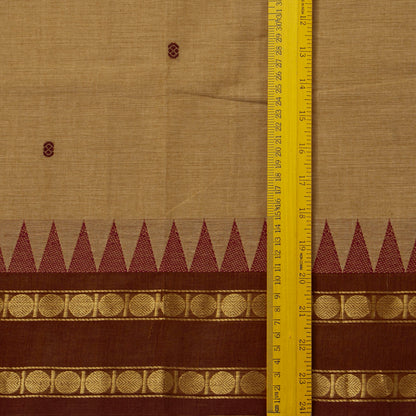 Beige And Brown Kanchi Cotton Saree For Festive Wear PV MM KC 419