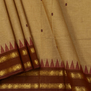 Beige And Brown Kanchi Cotton Saree For Festive Wear PV MM KC 419