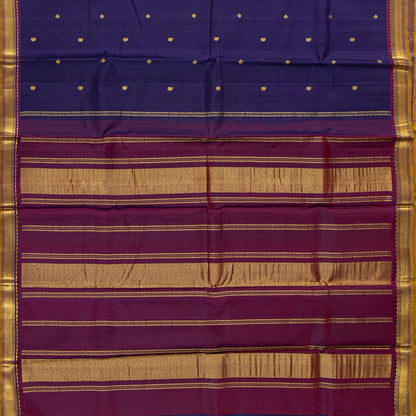 Blue And Magenta Kanchipuram Silk Saree For Festive Wear PV J 2047
