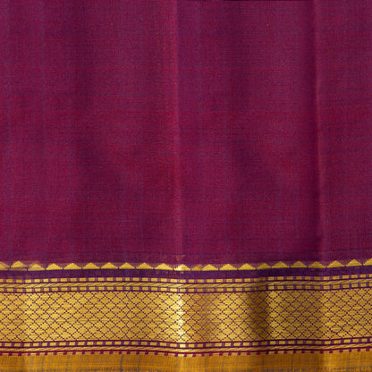 Blue And Magenta Kanchipuram Silk Saree For Festive Wear PV J 2047