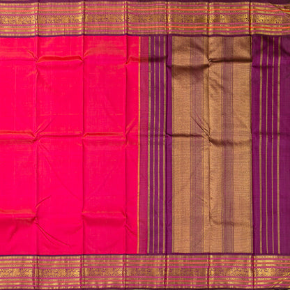 Pink And Magenta Kanchipuram Silk Saree For Festive Wear PV J 2045