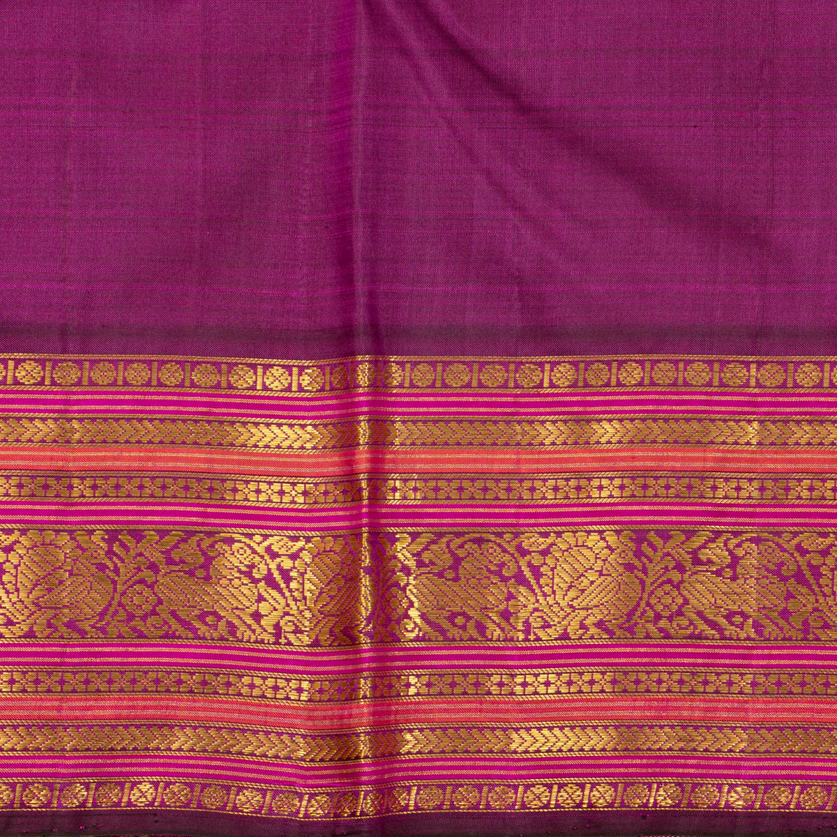 Pink And Magenta Kanchipuram Silk Saree For Festive Wear PV J 2045