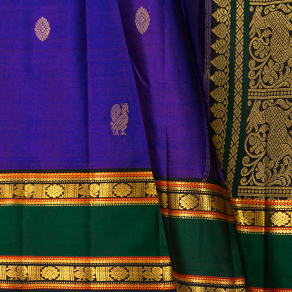 Purple And Brown Kanchipuram Silk Saree For Festive Wear PV VIS 125