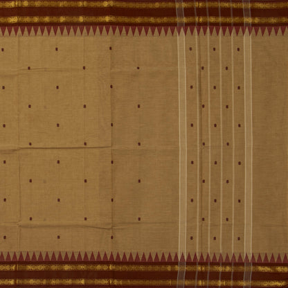 Beige And Brown Kanchi Cotton Saree For Festive Wear PV MM KC 419