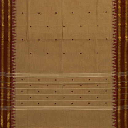 Beige And Brown Kanchi Cotton Saree For Festive Wear PV MM KC 419