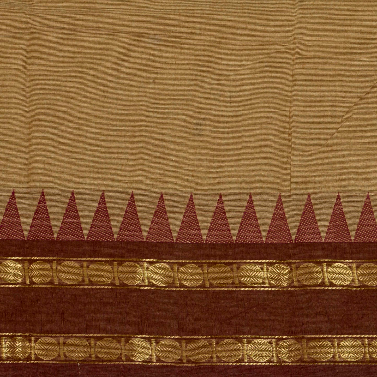 Beige And Brown Kanchi Cotton Saree For Festive Wear PV MM KC 419
