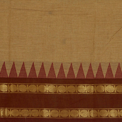 Beige And Brown Kanchi Cotton Saree For Festive Wear PV MM KC 419
