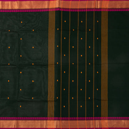 Black And Pink Kanchi Cotton Saree For Festive Wear PV MM KC 494