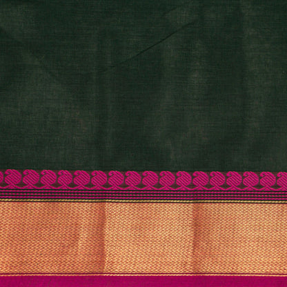 Black And Pink Kanchi Cotton Saree For Festive Wear PV MM KC 494