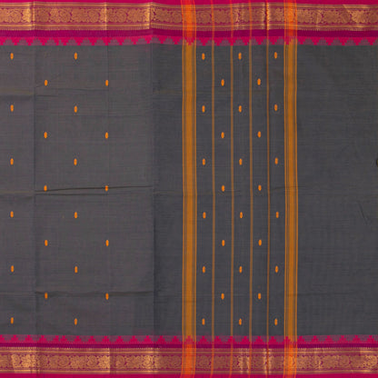Grey And Pink Kanchi Cotton Saree For Festive Wear PV MM KC 486