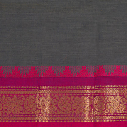 Grey And Pink Kanchi Cotton Saree For Festive Wear PV MM KC 486