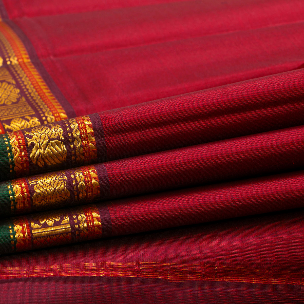 Red And Maroon Kanchipuram Silk Saree For Festive Wear PV VIS 126