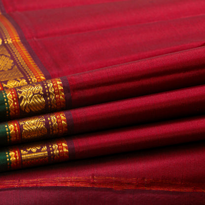 Red And Maroon Kanchipuram Silk Saree For Festive Wear PV VIS 126