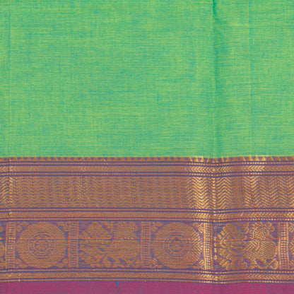 Green And Mauve Kanchi Cotton Saree For Festive Wear PV MM KC 490