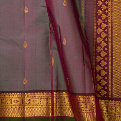 Mauve And Maroon Kanchipuram Silk Saree For Festive Wear PV VIS 113