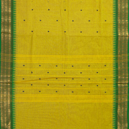 Yellow And Green Kanchi Cotton Saree For Festive Wear PV MM KC 434
