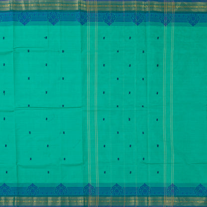 Turquoise Blue Kanchi Cotton Saree For Festive Wear PV MM KC 571