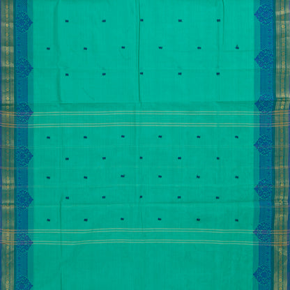 Turquoise Blue Kanchi Cotton Saree For Festive Wear PV MM KC 571