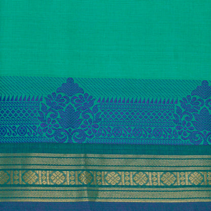 Turquoise Blue Kanchi Cotton Saree For Festive Wear PV MM KC 571
