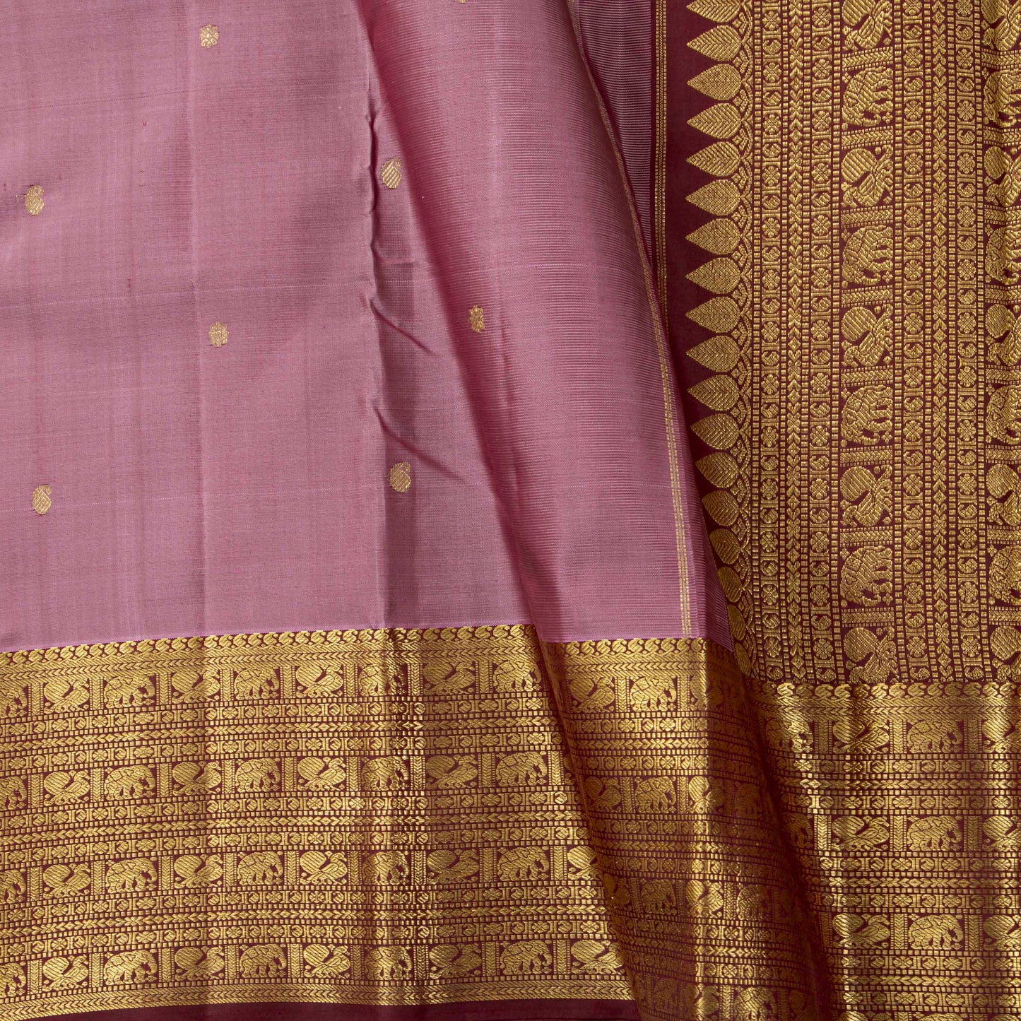 Lavender And Maroon Dual Shade Kanchipuram Silk Saree For Festive Wear PV VIS 105