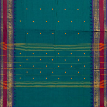 Teal And Violet Kanchi Cotton Saree For Festive Wear PV MM KC 570